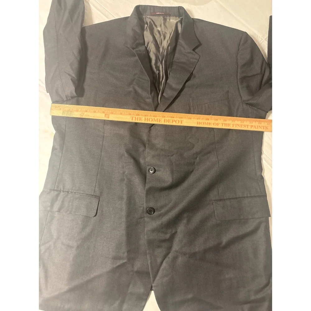 Hickey Freeman  Blazer Mens 46L  Charcoal Grey Good Two Button Wool Sport Coat